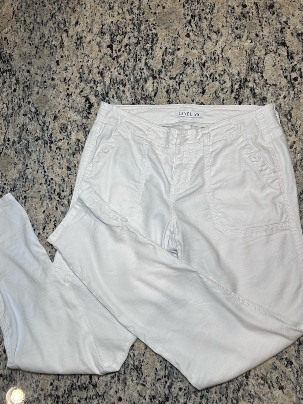 🏖️Summer Sale❗️Level 99 Anthropologie White Linen Utility Button-Front Pants